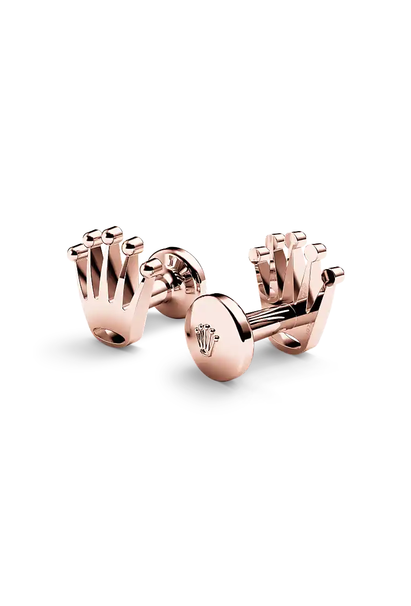 Rolex Crown' cufflinks in Everose gold, A1015 at Henne Jewelers