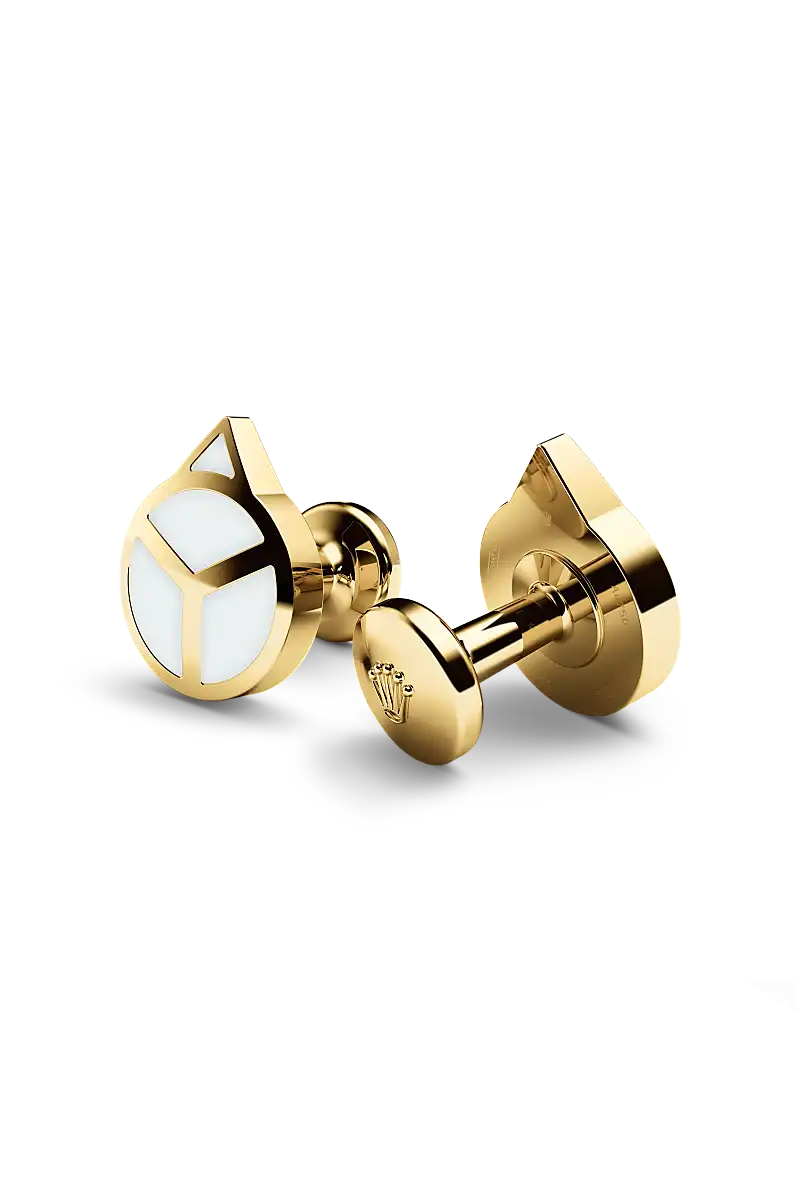 Rolex Hand' cufflinks in Yellow gold and luminescent material, A1028 at Henne Jewelers